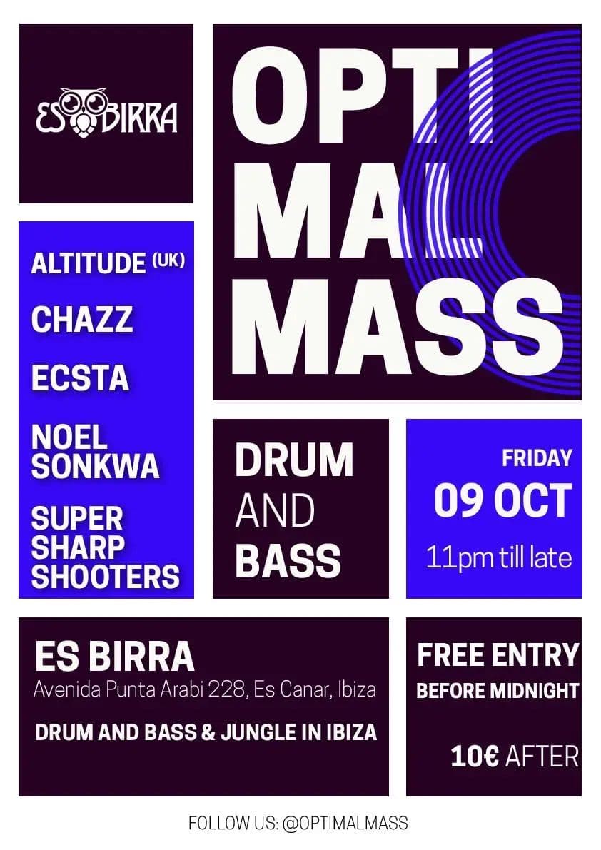 Optimal Mass: Drum & Bass + Jungle at Es Birra